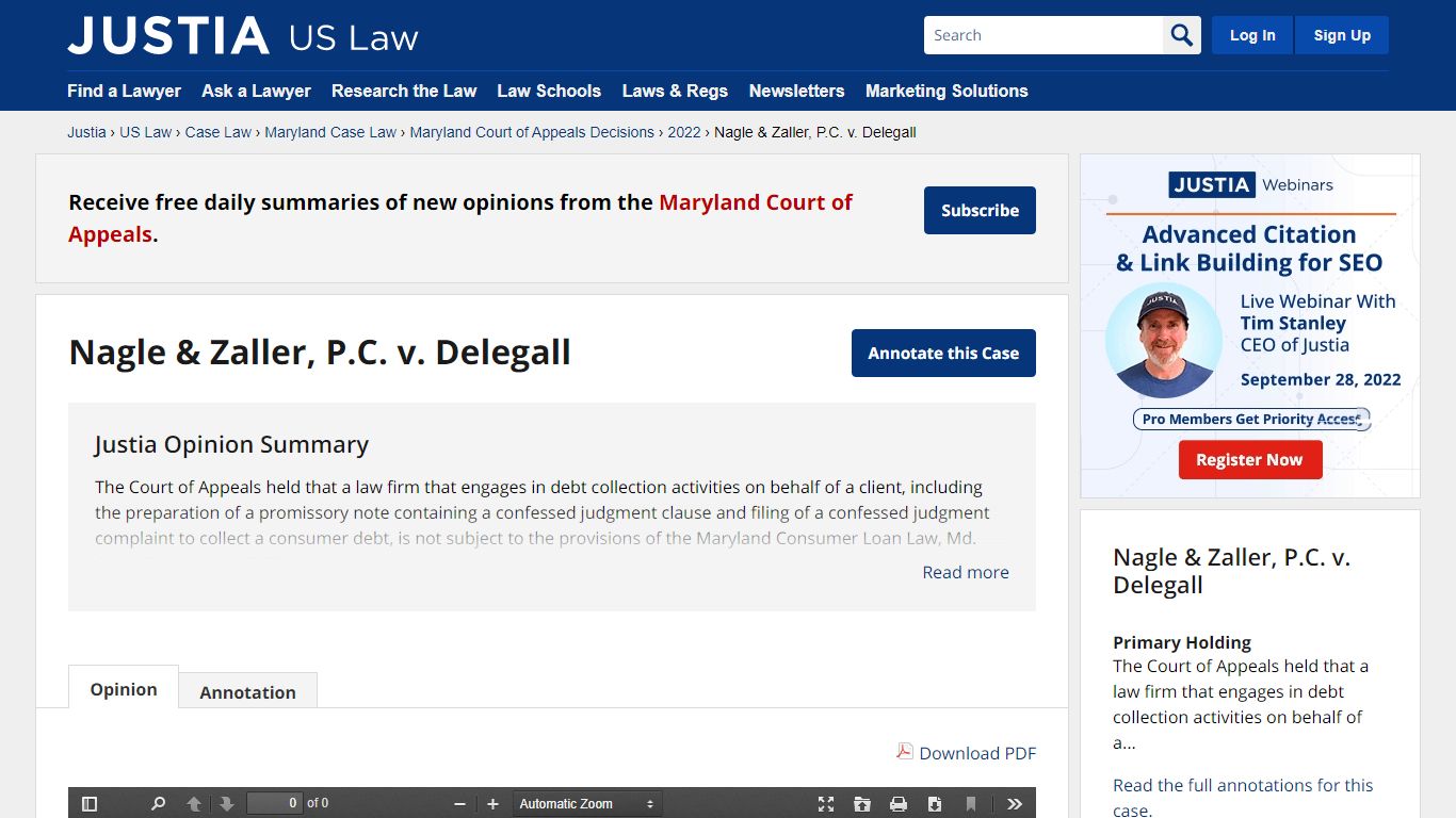 Nagle & Zaller, P.C. v. Delegall :: 2022 :: Maryland Court of Appeals ...